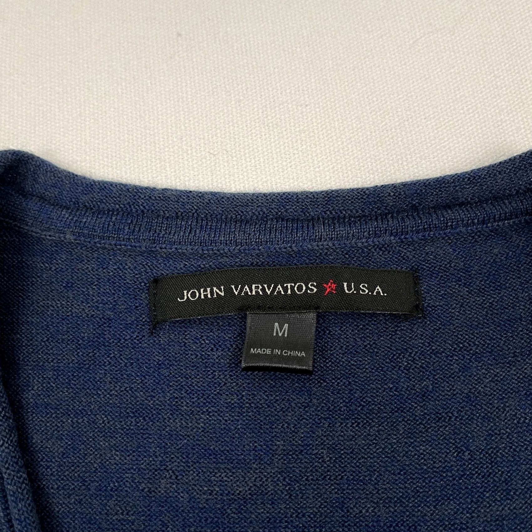 John Varvatos John Varvatos Sweater Mens M Blue V-Neck Pullover Wool Blend Smart Casual Knit Shirt Size US M / EU 48-50 / 2 - 2 Thumbnail