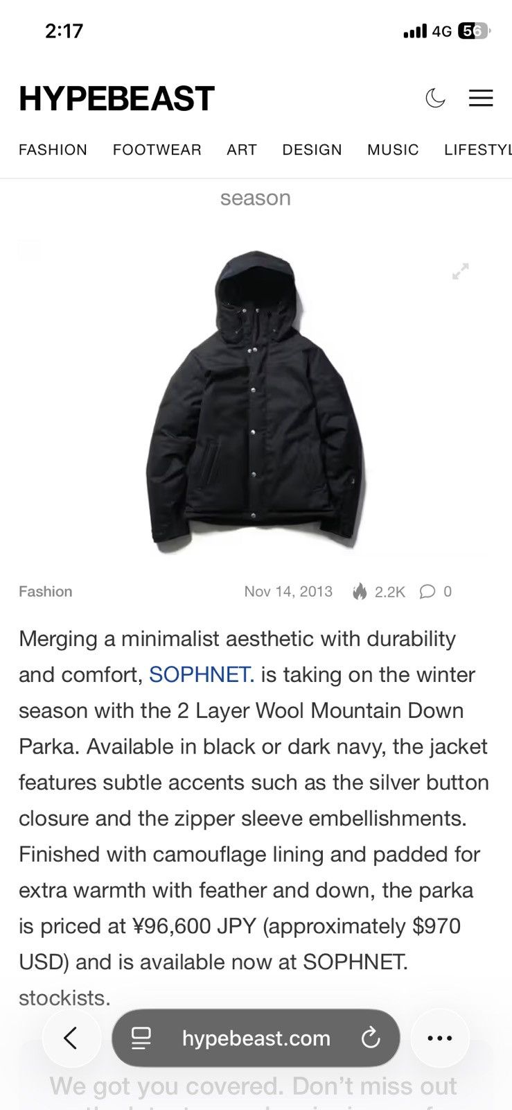 Sophnet. Sophnet 2 layer wool mountain down parka Size US S / EU 44-46 / 1 - 14 Thumbnail