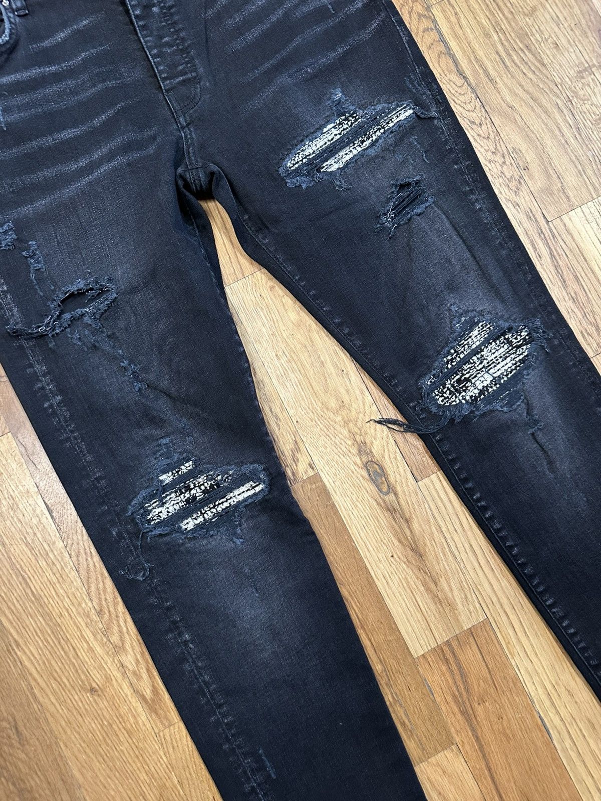 amiri mx1 30 タグ付き Amiri 2017 OG MX1 Leather Patch Jeans in