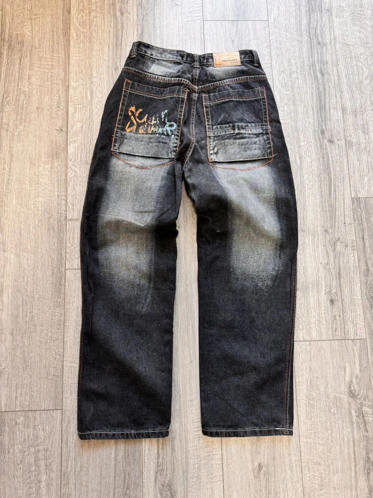 Ed Hardy VINTAGE Y2K RAW BLUE BAGGY CYBER WING DENIM SEQUIN JEANS 36 Size US 31 - 11 Thumbnail