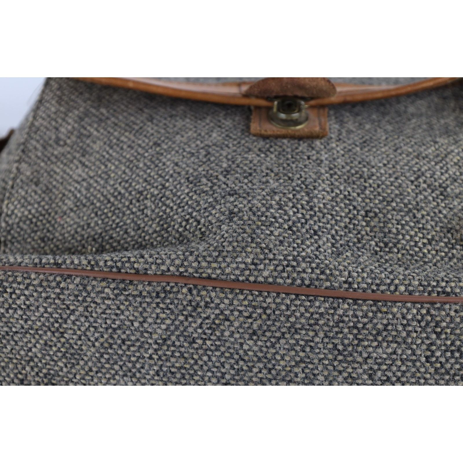 Vintage Vintage 70s 80s Streetwear Wool Tweed Leather Messenger Bag Size ONE SIZE - 6 Thumbnail