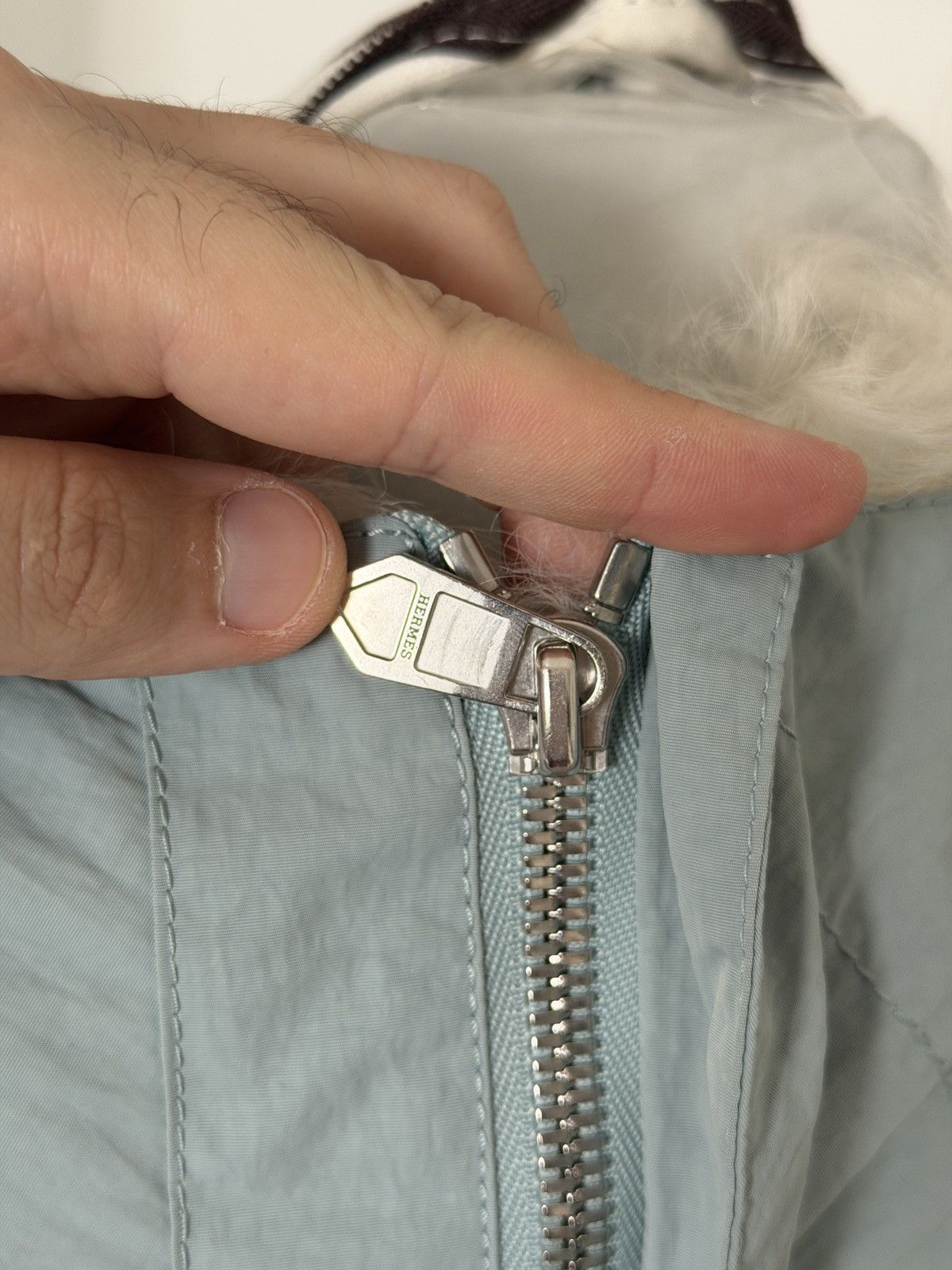 Hermes $20,000 FW22 Mens Runway 2 in 1 Ice Blue Lamb Fur Jacket Size US M / EU 48-50 / 2 - 14 Thumbnail