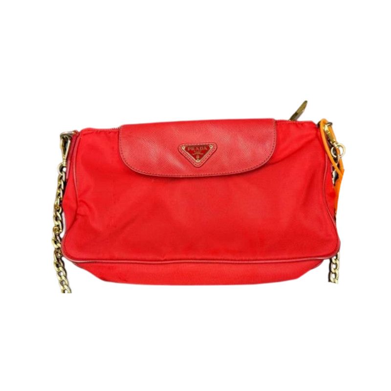 Prada Prada Red Nylon Chain Shoulder Bag Size ONE SIZE - 1 Thumbnail