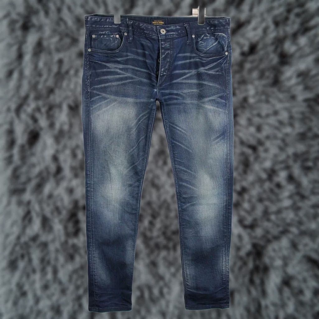 Jack & Jones JACK & JONES Slim Fit / Tim Jeans Men's W36/L34 Whiskers Faded Denim Blue Jeans Mens W36/L34 Blue Slim Fit Denim Size US 36 / EU 52 - 1 Thumbnail