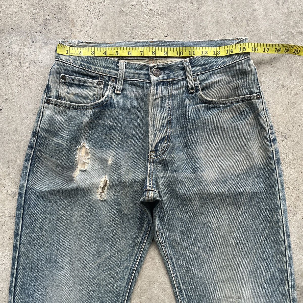 Edwin × Japanese Brand × Jean W31 Vintage Edwin 404 Distressed Faded Jeans Pants Denim Size US 31 - 5 Thumbnail