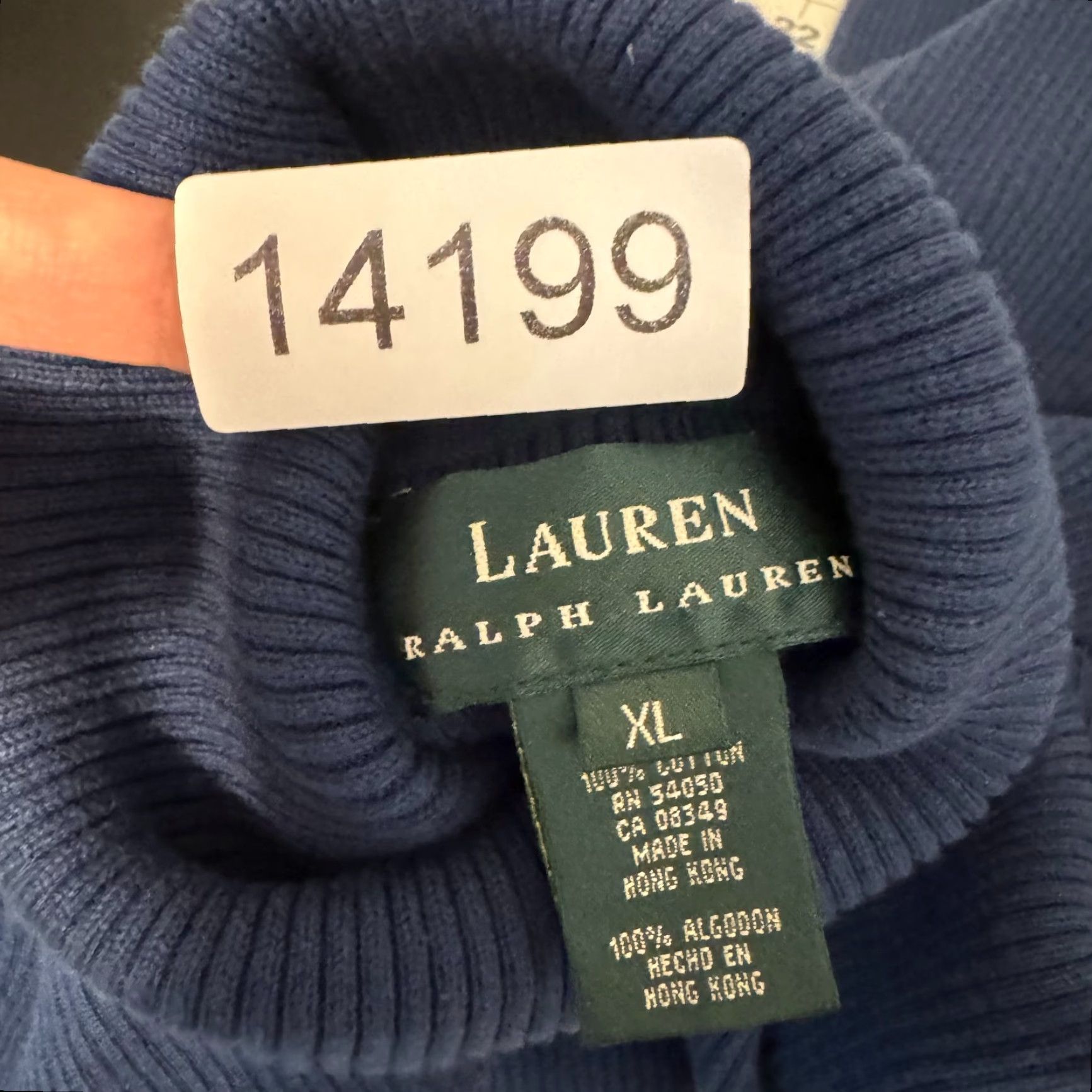 Ralph Lauren VINTAGE Lauren Ralph Lauren Turtleneck Sweater XL Large Blue Rib Knit Logo Mens? Womens? Size XL / US 12-14 / IT 48-50 - 7 Thumbnail