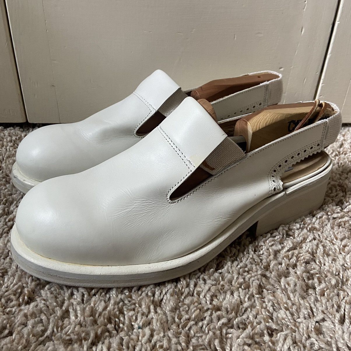 image of Vintage Dirk Bikkembergs White Leather Clog Mules Shoes, Men's (Size 11)