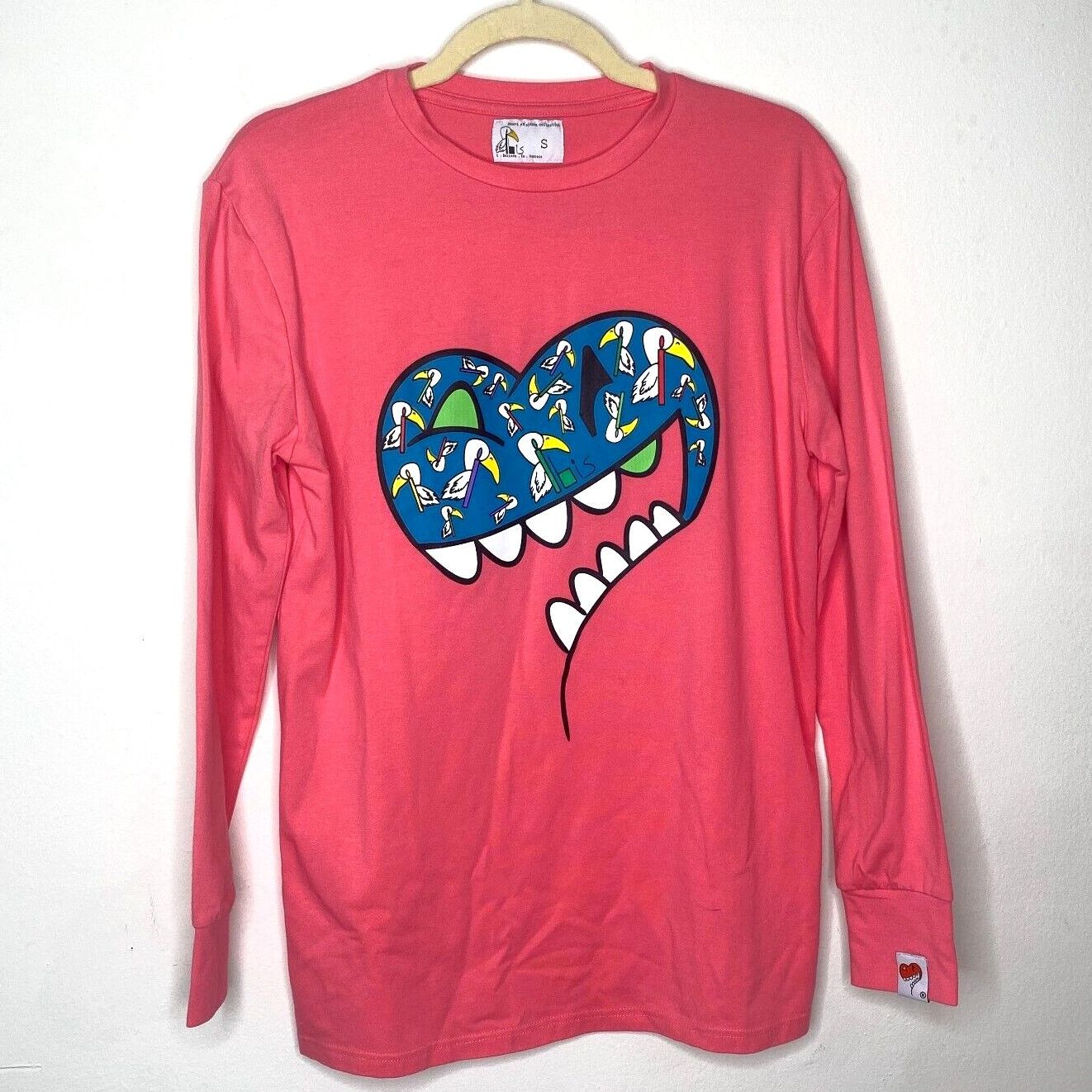 Other RARE Ibis Heart On Sleeve Pink Coral Tee Long Sleeve SM Size S / US 4 / IT 40 - 11 Thumbnail