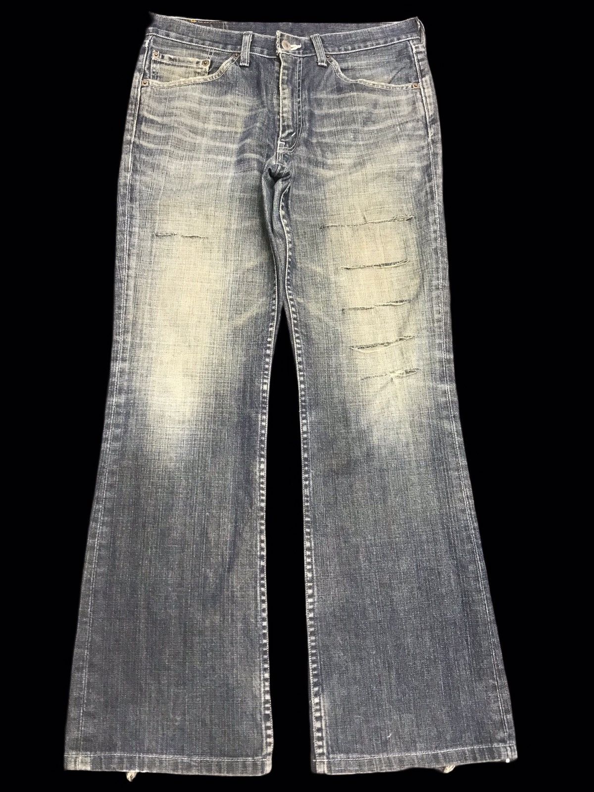 Levi's 💥THRASHED💥VTG Levis 517 Flare Thrashed Denim F366 Size US 31 - 1 Thumbnail