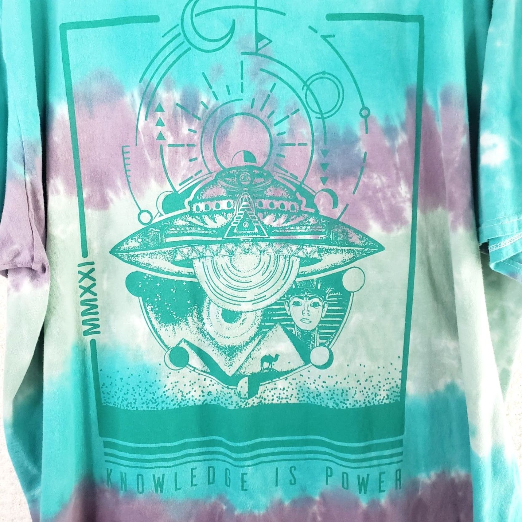 Vintage Chemistry T-Shirt Unisex 3XL Short Sleeve Tie Dye World Tour Front Graphic Purple Teal Summer Casual Mens Womens Size XXL / US 16-18 / IT 52-54 - 3 Thumbnail