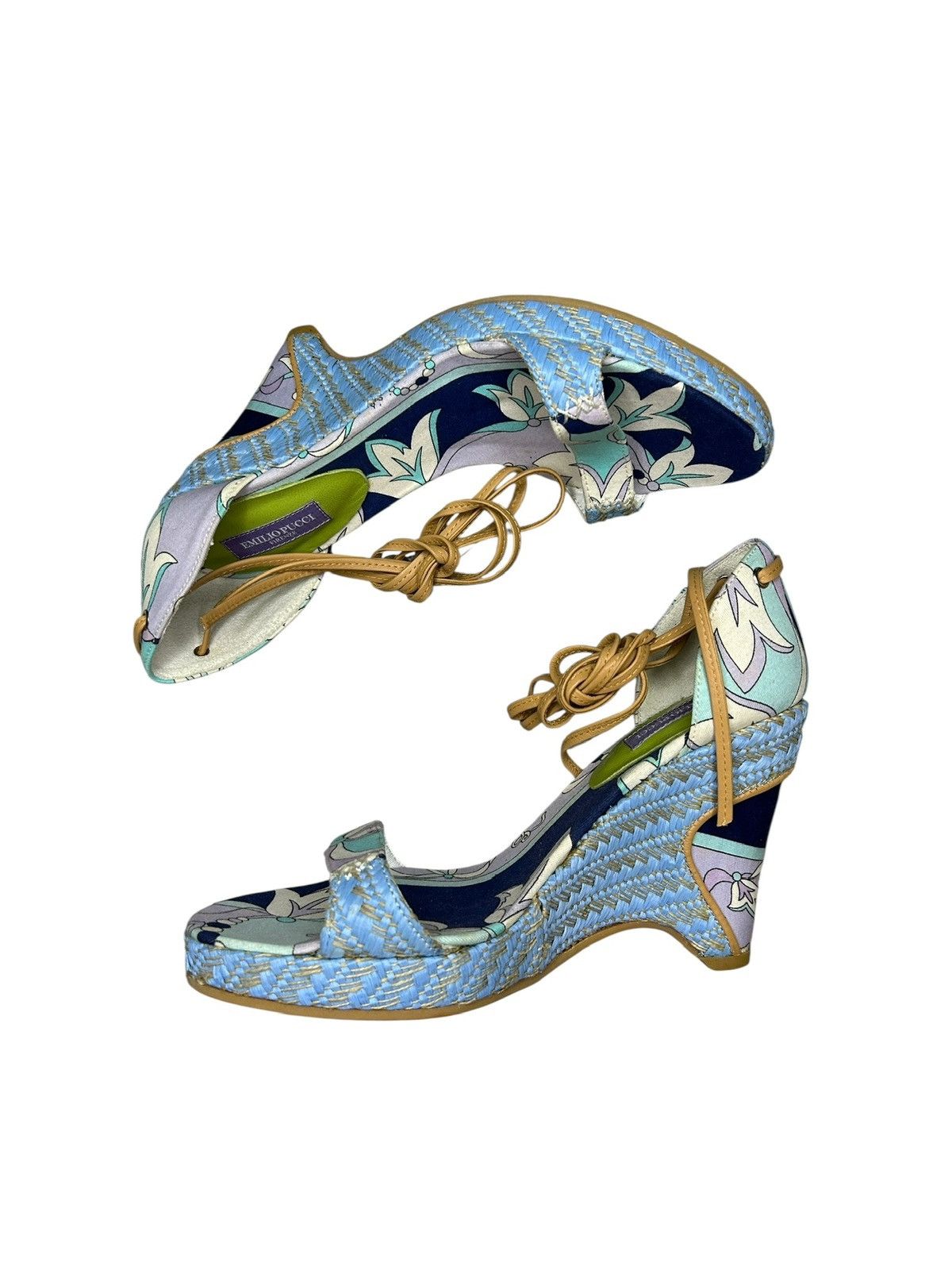 Emilio Pucci 00s Lace Up Wedge Sandals Size US 6 / IT 36 - 4 Thumbnail