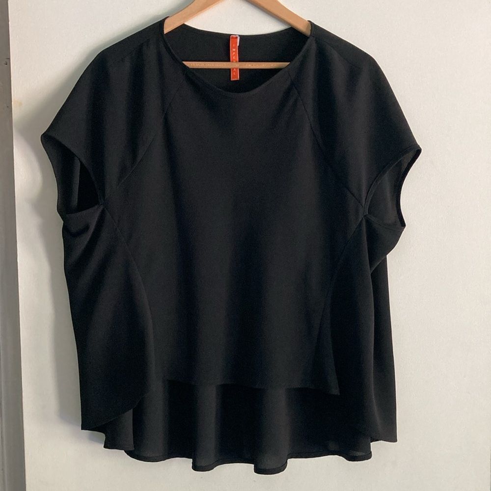 Imperial Imperial Womens Black Poly Blend High Low Pullover Blouse Size M Made in Italy Size M / US 6-8 / IT 42-44 - 2 Thumbnail