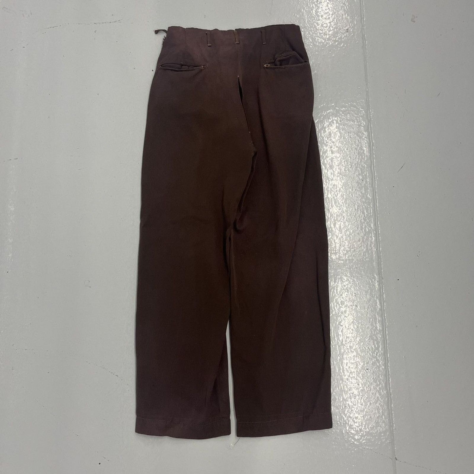Other Vintage 40s Maroon Rayon Drop Loop Pleated Trousers 25x26 Size 25" / US 0 / IT 36 - 6 Thumbnail
