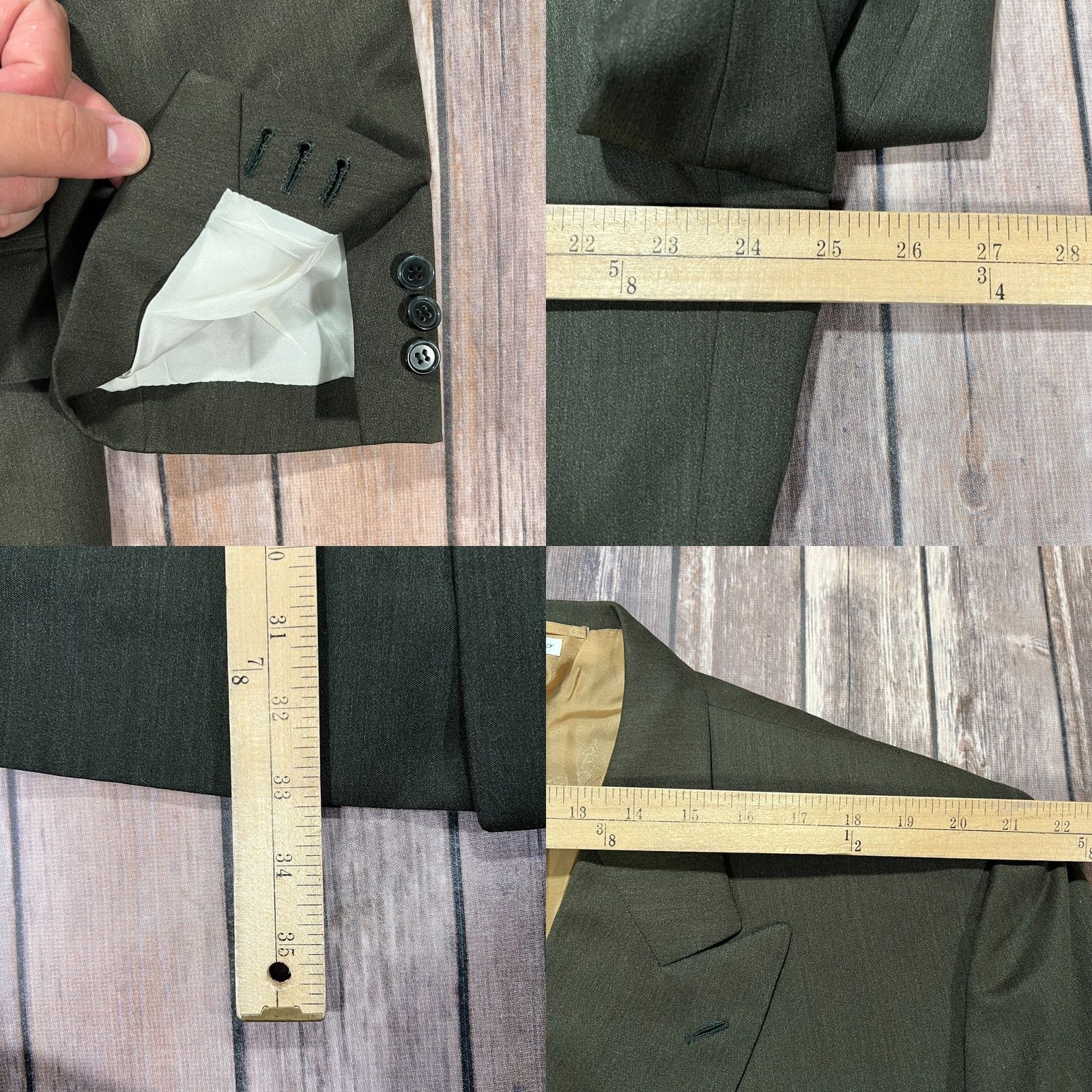 Brioni VINTAGE Brioni Double Breasted Wool Suit Set Coat Blazer Pants 50R Mens 36x30 Green Size 50R - 8 Thumbnail