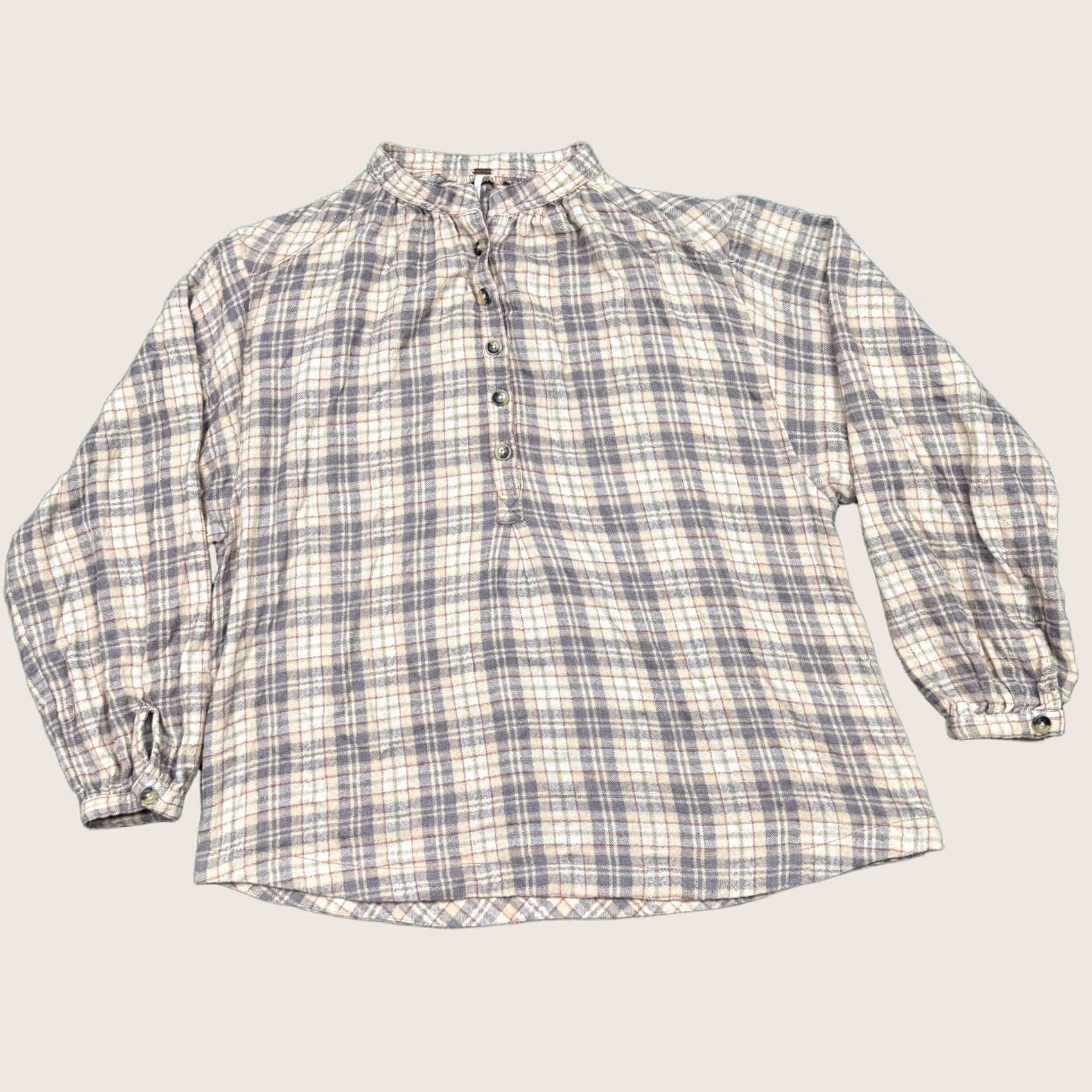 Free People FREE PEOPLE Blouse Women's XS Plaid Long Sleeve Multicolor Oversized Size XS / US 0-2 / IT 36-38 - 1 Thumbnail