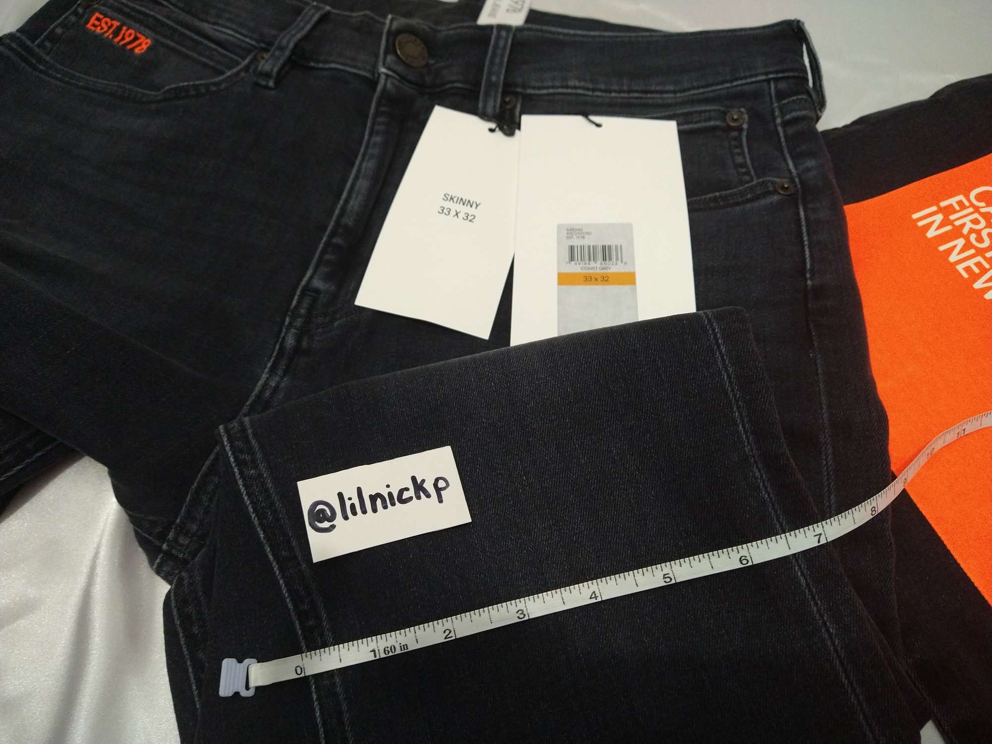 Calvin Klein 205W39NYC EST. 1978 Skinny Leg Comet Grey Jeans Size US 33 - 10 Thumbnail