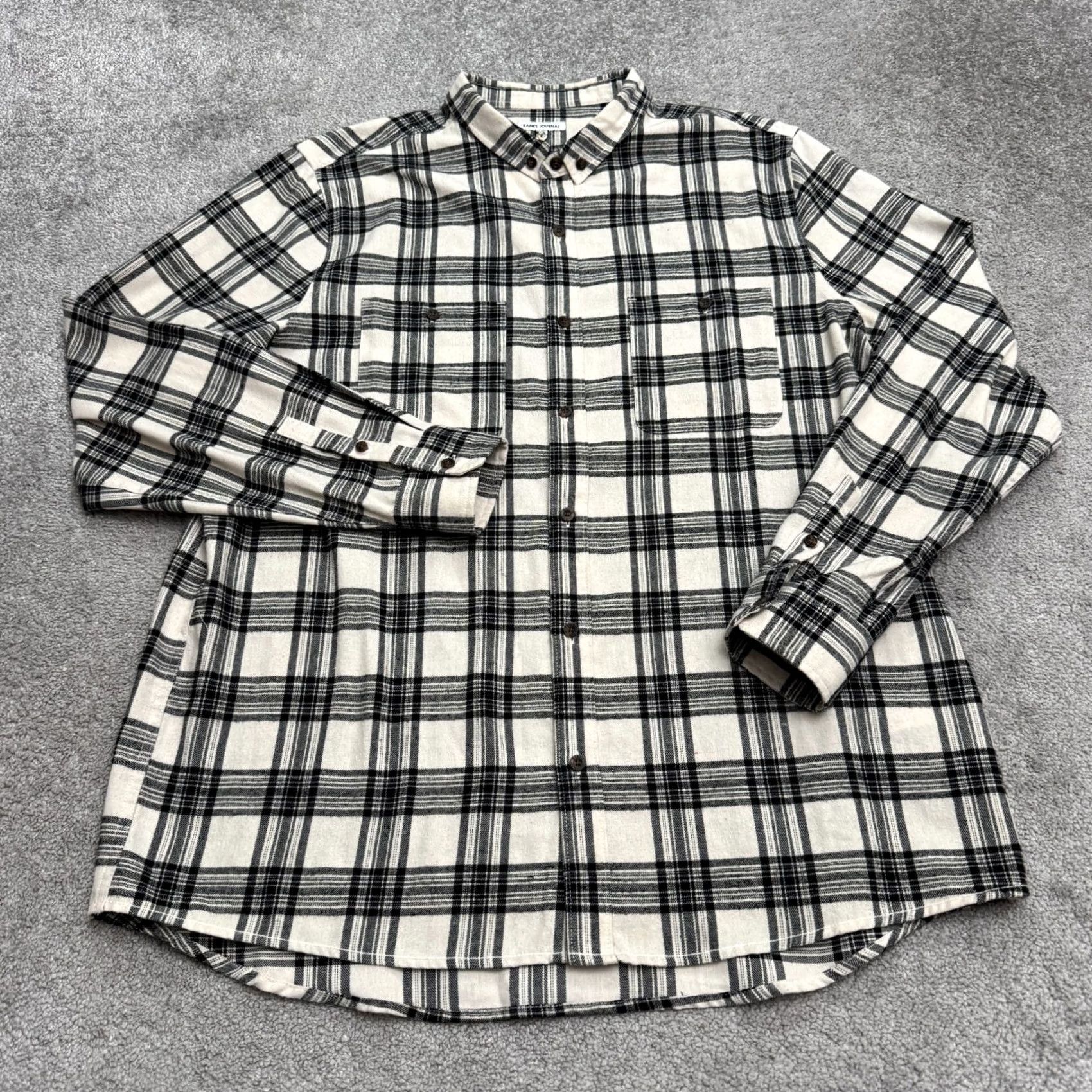 Banks Journal Banks Journal Flannel Button-Up Shirt Mens XXL Black White Plaid Cotton Casual Size US XXL / EU 58 / 5 - 2 Thumbnail
