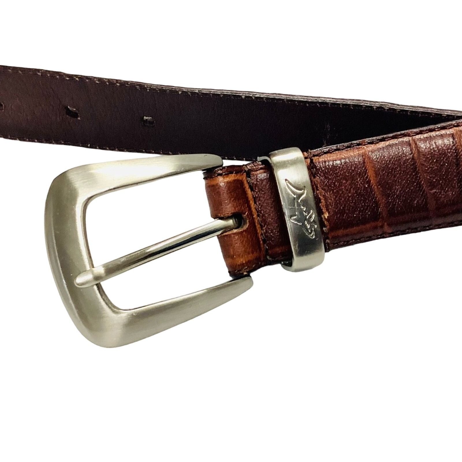 Greg Norman Greg Norman Mens Croc Brown Leather Belt Size 36 - 2 Thumbnail