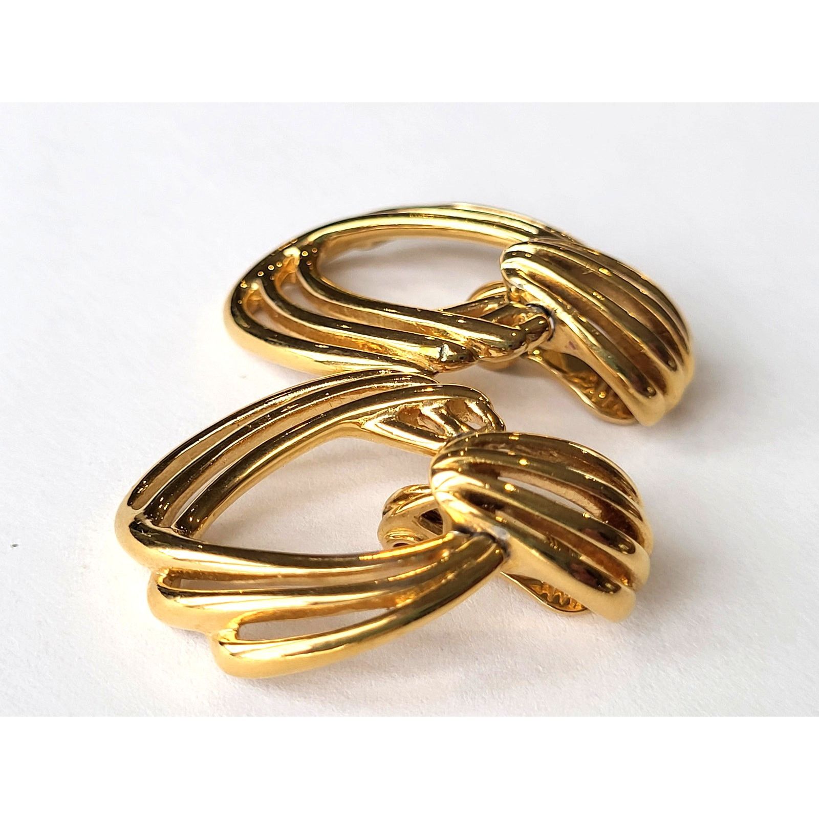 Monet Vintage 1980s Monet Earrings Door Knocker Modernist Clip-On Size ONE SIZE - 4 Thumbnail