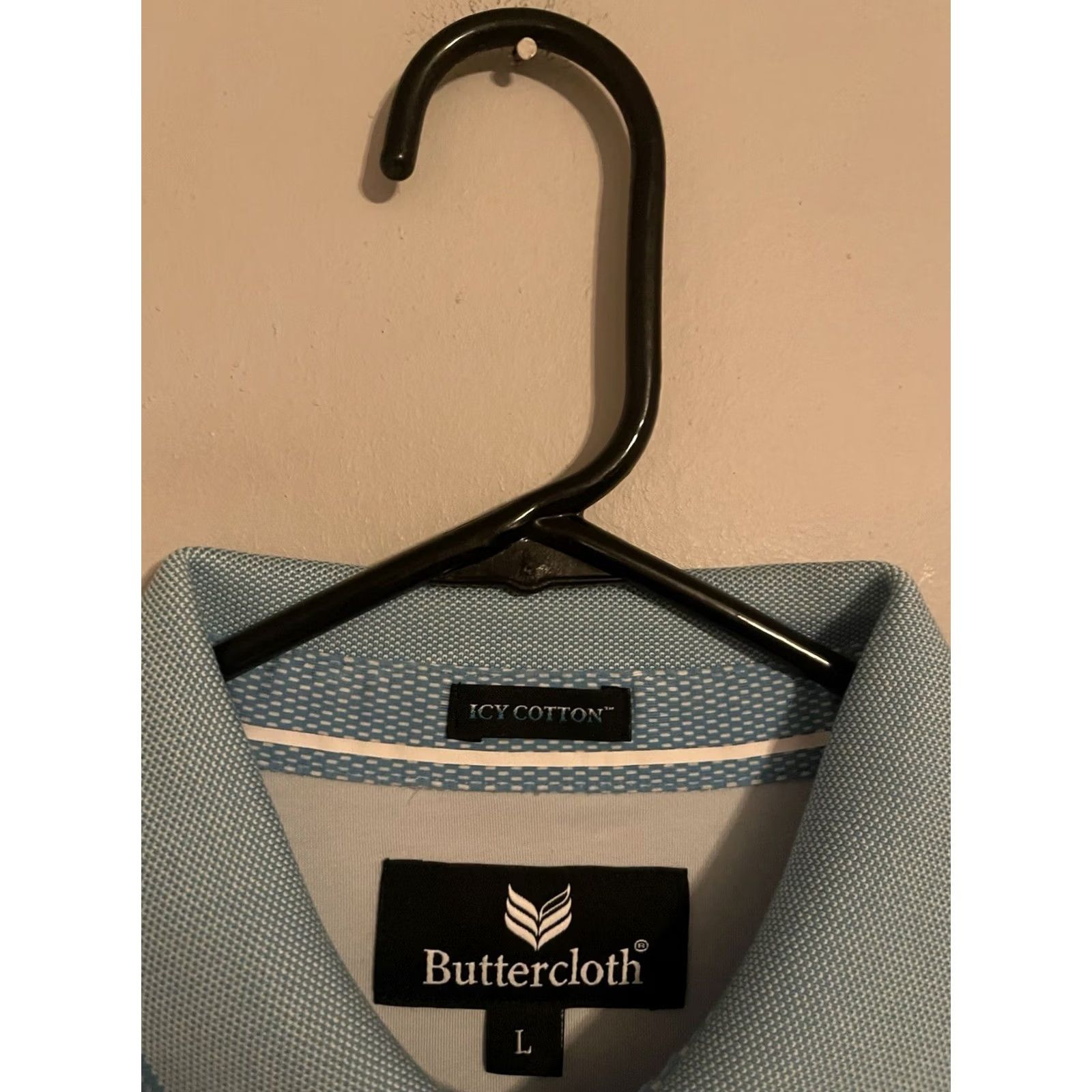 Vintage Buttercloth Polo Shirt Men's Large Light Blue Geometric Icy Cotton L/S Size US L / EU 52-54 / 3 - 3 Thumbnail