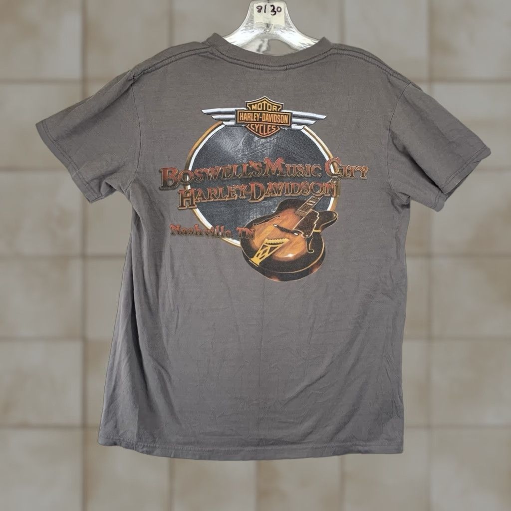 Harley Davidson Harley-Davidson Shirt Adult Medium Gray Guitar Graphic Print Music City Nashville Tennessee Unisex Size US M / EU 48-50 / 2 - 1 Thumbnail