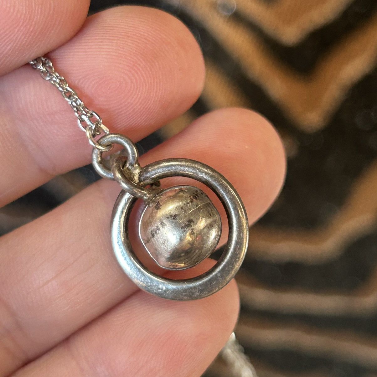 Handmade Handcrafted planetary silver pendant on chain necklace Size ONE SIZE - 6 Thumbnail