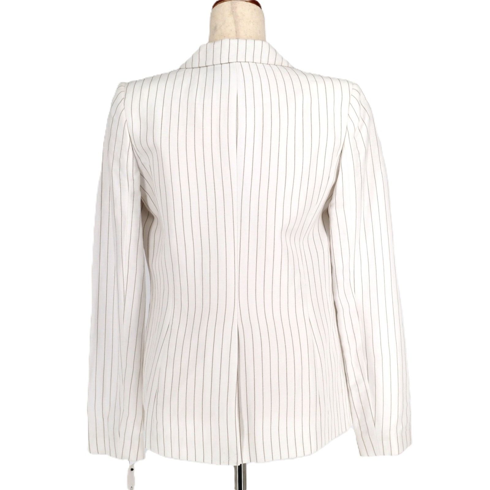 Calvin Klein Calvin Klein Women White Pinstripe Linen Jacket Size US 4 Size S / US 4 / IT 40 - 3 Thumbnail