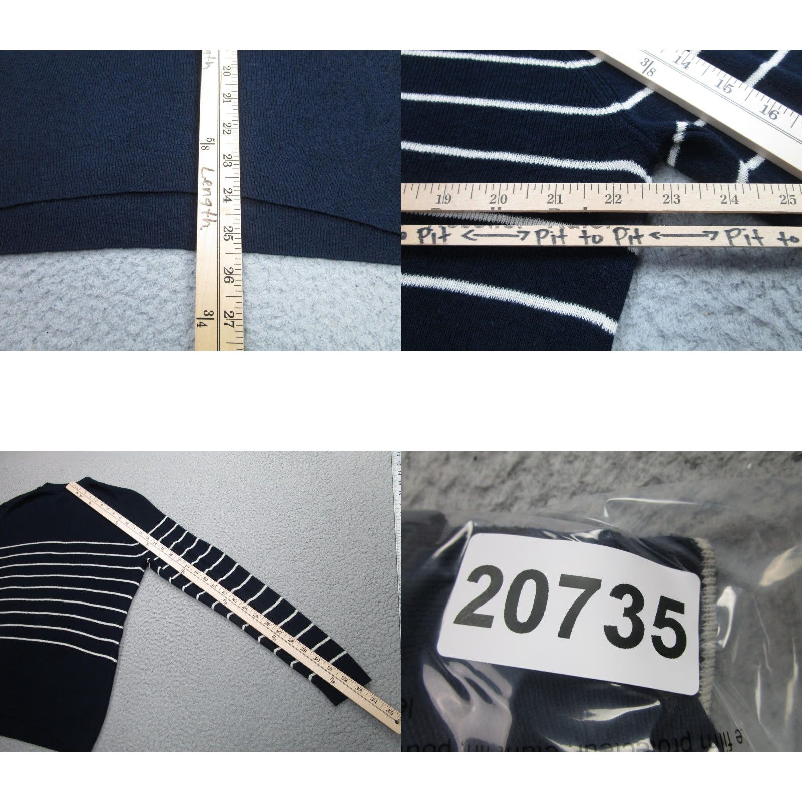 Nili Lotan VINTAGE Nili Lotan Target Sweater Women XL Navy Striped Knit Pullover Cotton Cashmere Wool Womens Size XL / US 12-14 / IT 48-50 - 8 Thumbnail