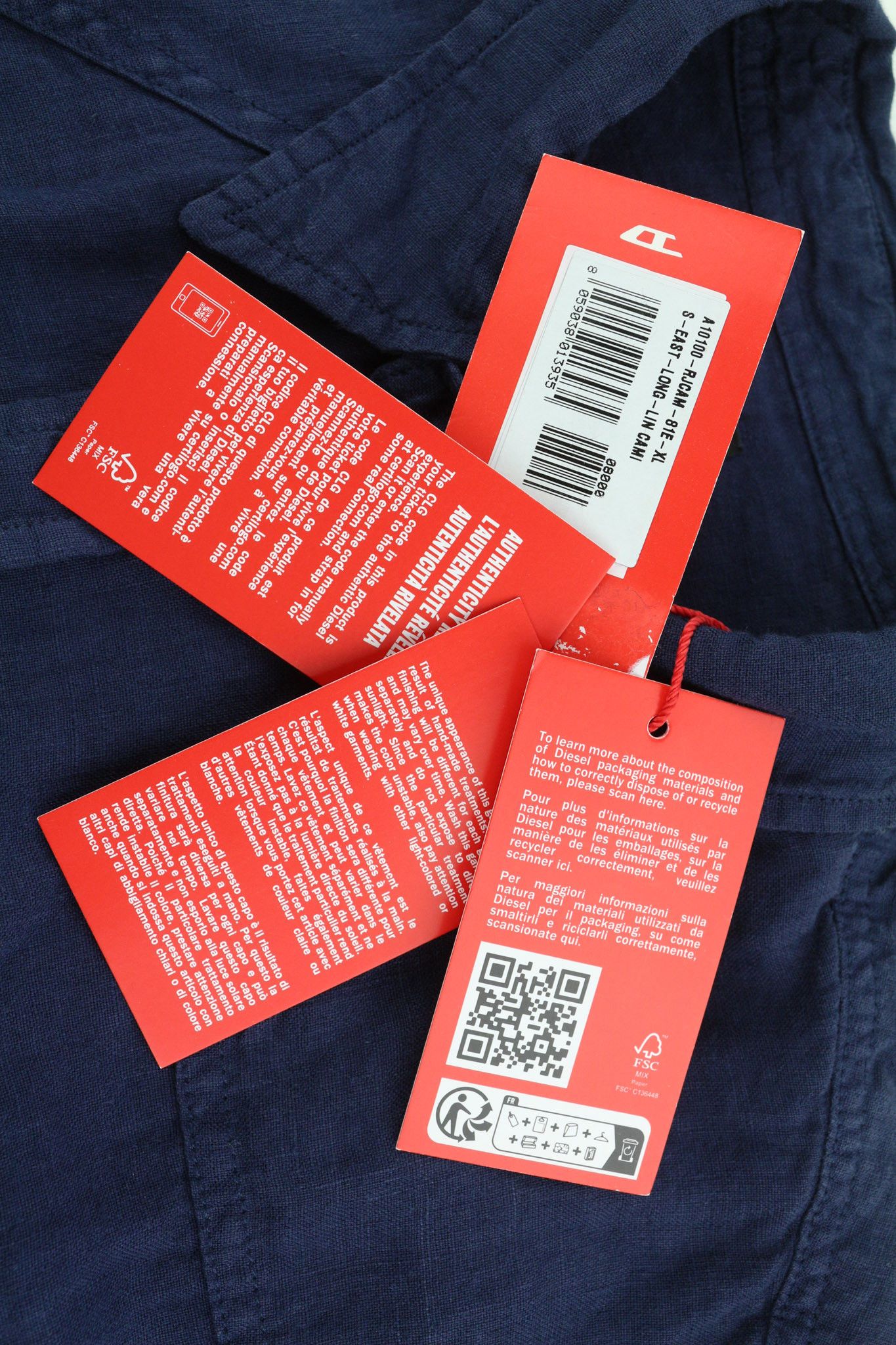 Diesel S-EAST-LONG-LIN XL Western Linen Dark Blue 40492 Size US XL / EU 56 / 4 - 8 Thumbnail