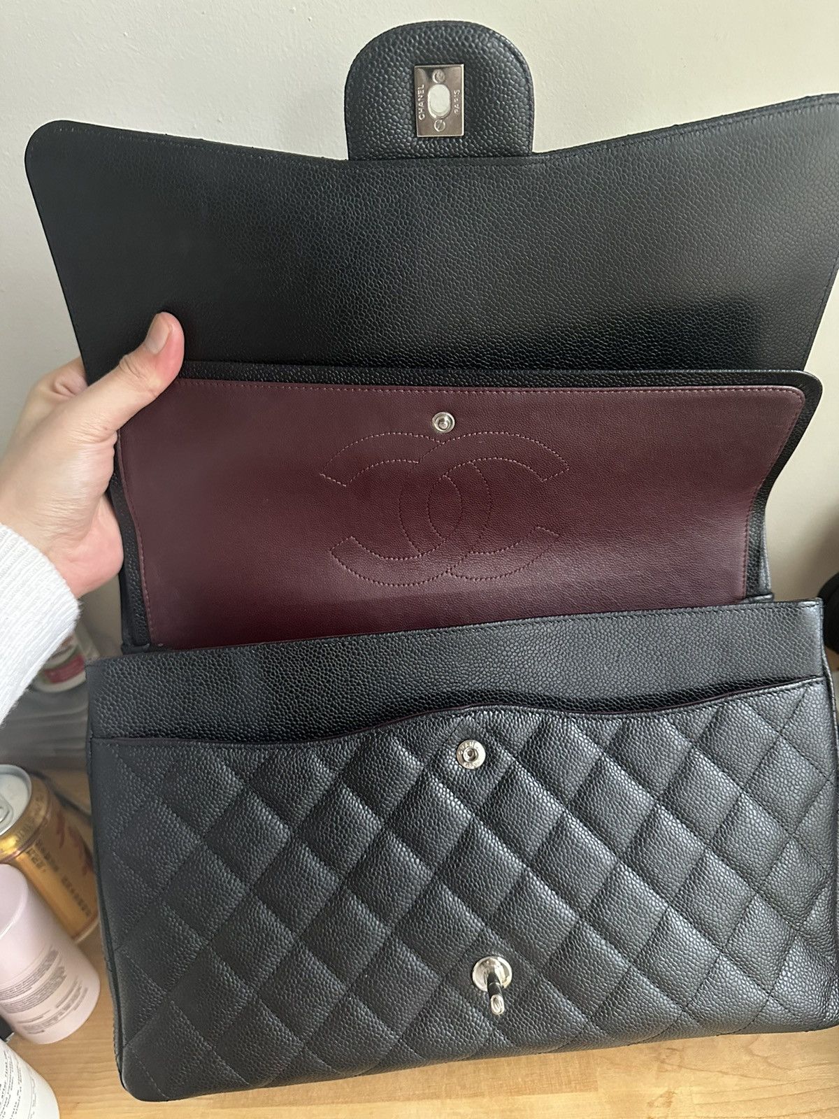 Chanel Chanel Double Flap Maxi Caviar Leather Size ONE SIZE - 7 Thumbnail
