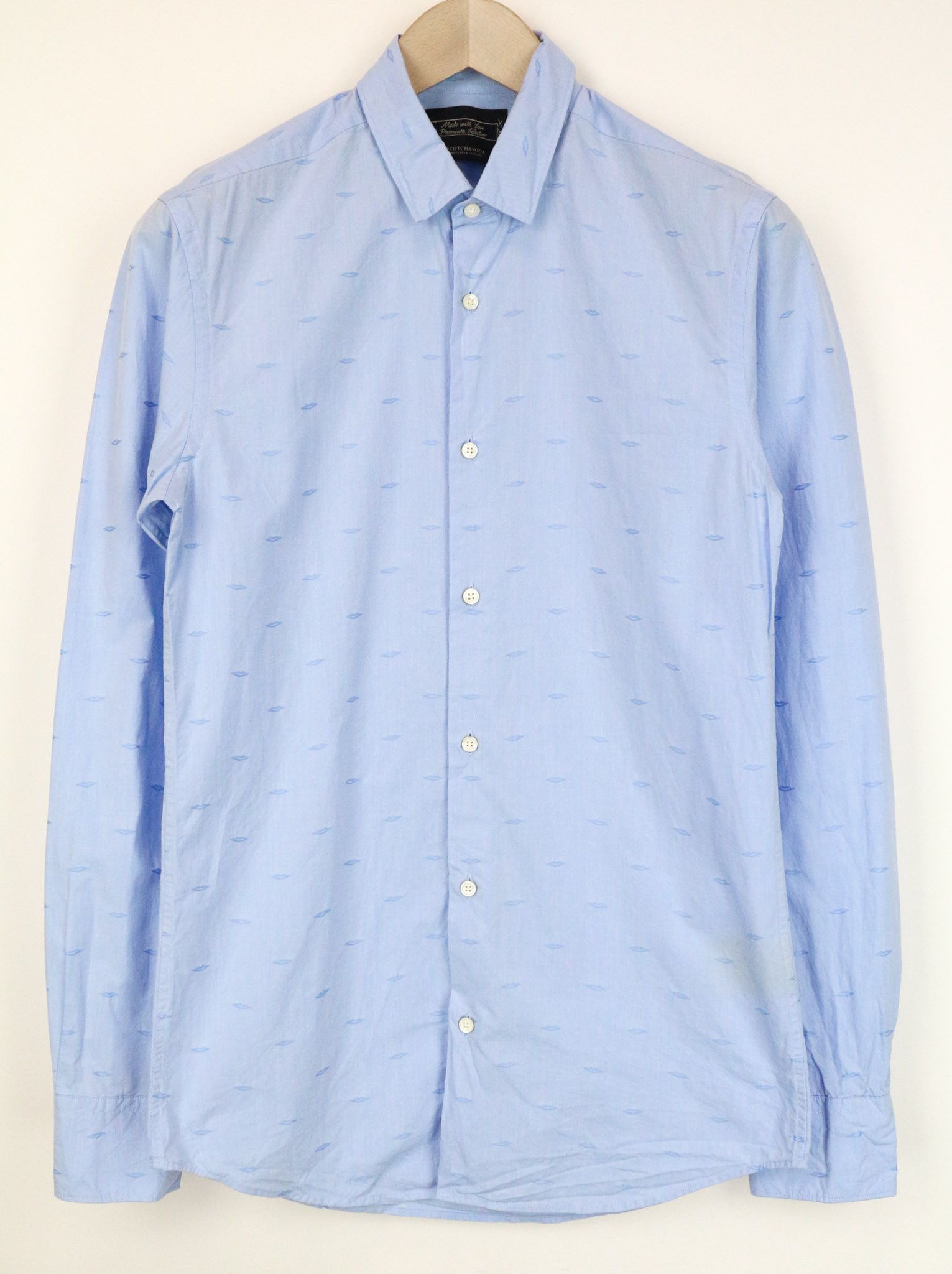 Scotch & Soda AMS COUTURE S Blue Cotton Patterned Long Sleeve Shirt 74392 Size US S / EU 44-46 / 1 - 1 Thumbnail
