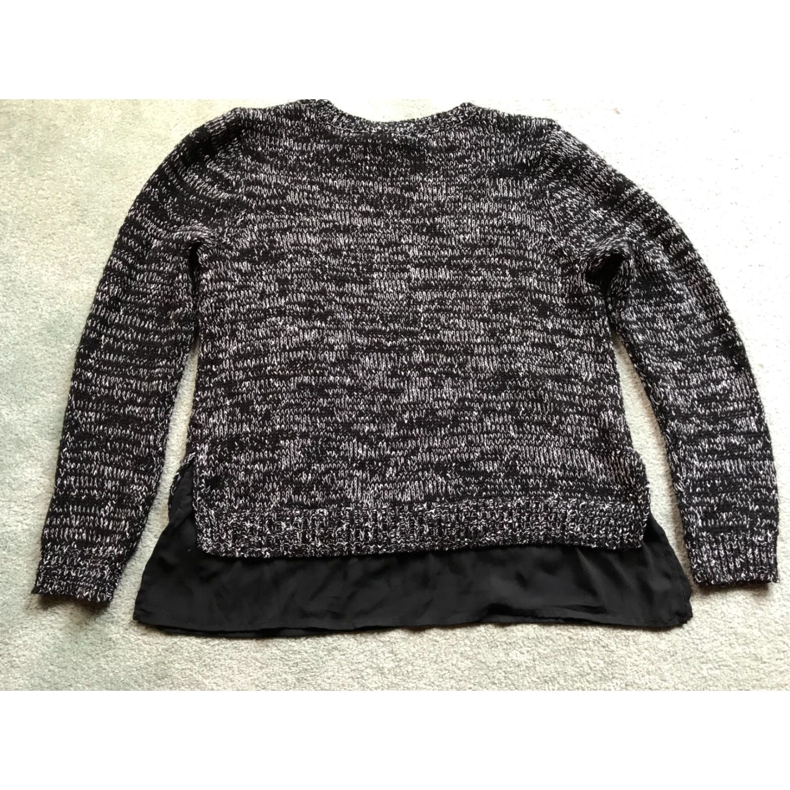 Croft & Barrow Croft & Barrow Sweater Women's Large Black White Pullover Crew Neck Casual Knit Size L / US 10 / IT 46 - 2 Thumbnail