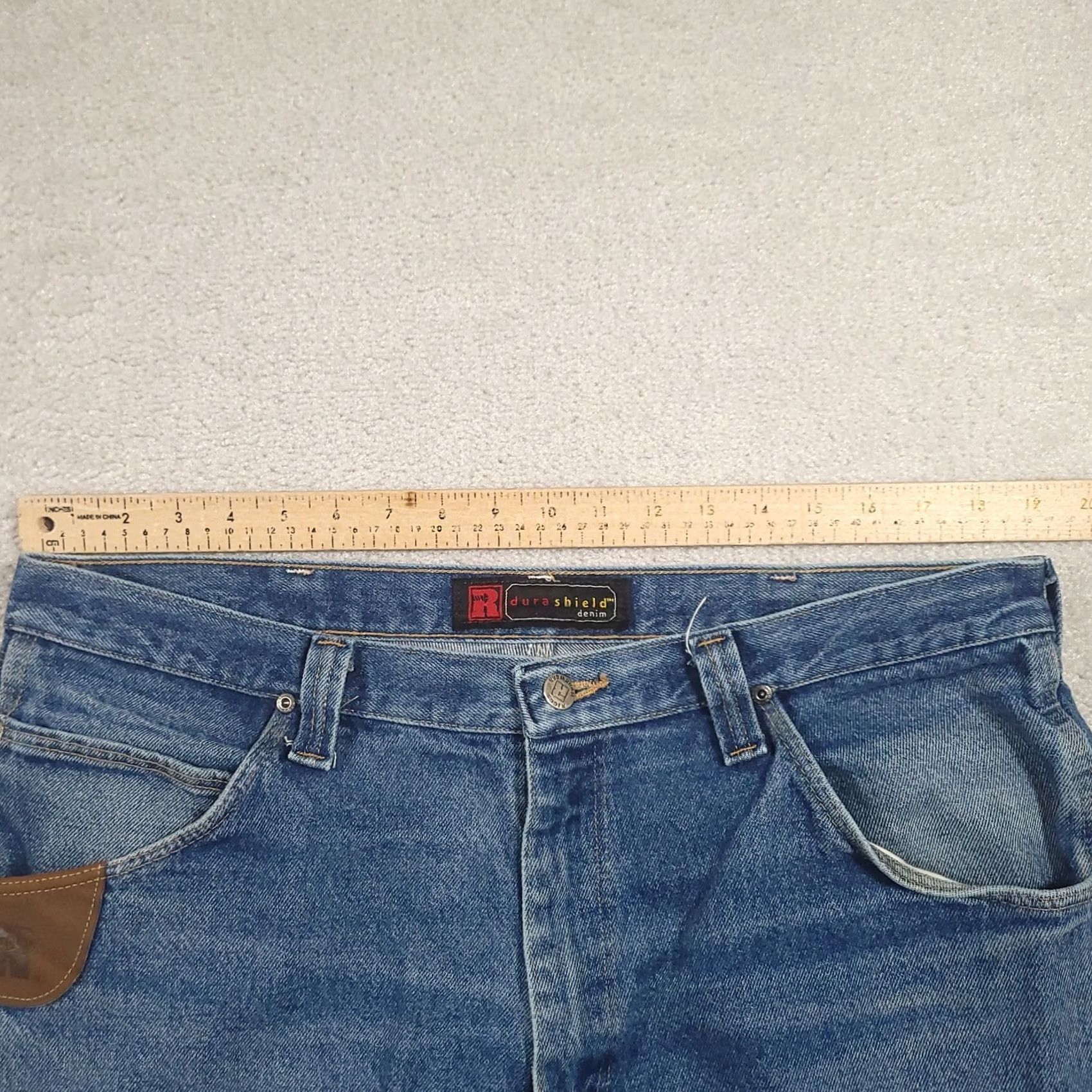 Wrangler Wrangler Riggs Workwear Jeans Dura Shield Denim Blue Mens 38x30 Zip Button Straight Relaxed 5-Pocket Denim Classic Workwear Mens Jeans ESG Size US 38 / EU 54 - 2 Thumbnail