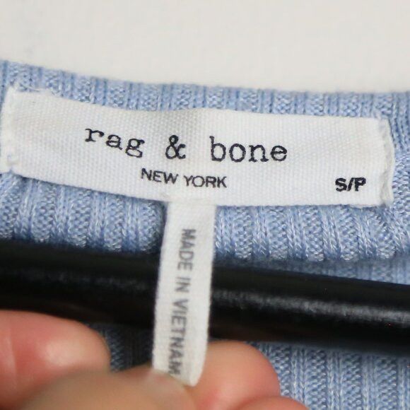 Rag & Bone Rag & Bone The Knit Vee Neck Long Sleeve Light Blue Sweater Size S / US 4 / IT 40 - 3 Thumbnail