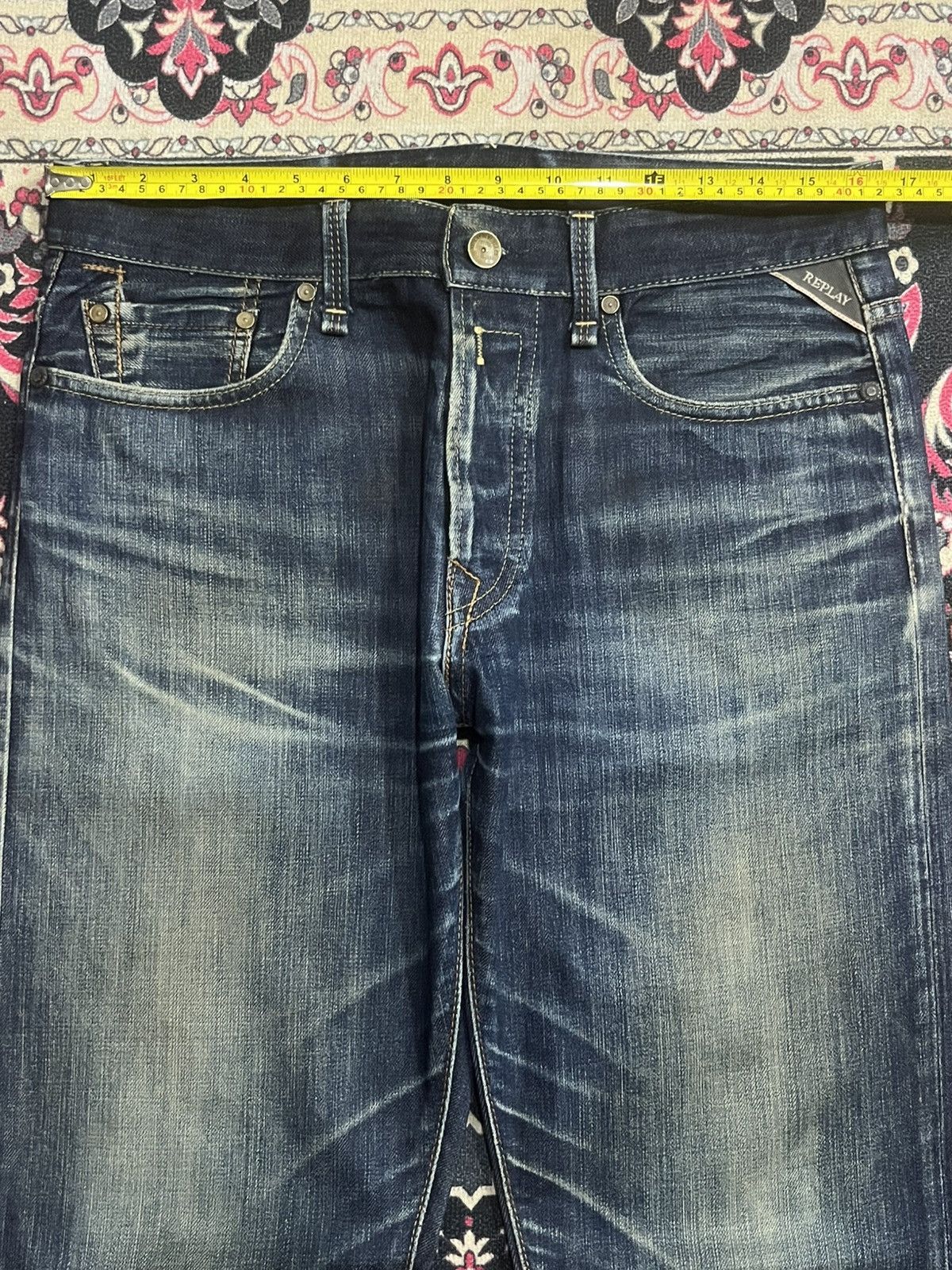 Replay Vintage Replay Dark Blue Faded Washed Buttonfly Flare Jeans Size US 32 / EU 48 - 17 Thumbnail
