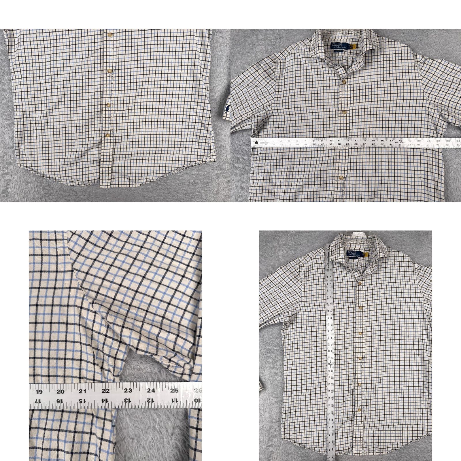 Polo Ralph Lauren VINTAGE Polo Ralph Lauren Shirt Adult XL White Plaid Cotton Custom Fit Size US XL / EU 56 / 4 - 8 Thumbnail