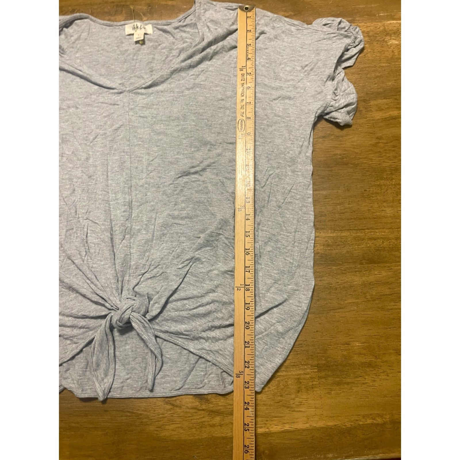 Vintage Style & Co. Shirt Women's Large Gray Front Twist V-neck T-Shirt, Casual, Regular Fit, Pullover, Solid, Fall Spring Summer, Women, Basic Modern Size L / US 10 / IT 46 - 7 Thumbnail