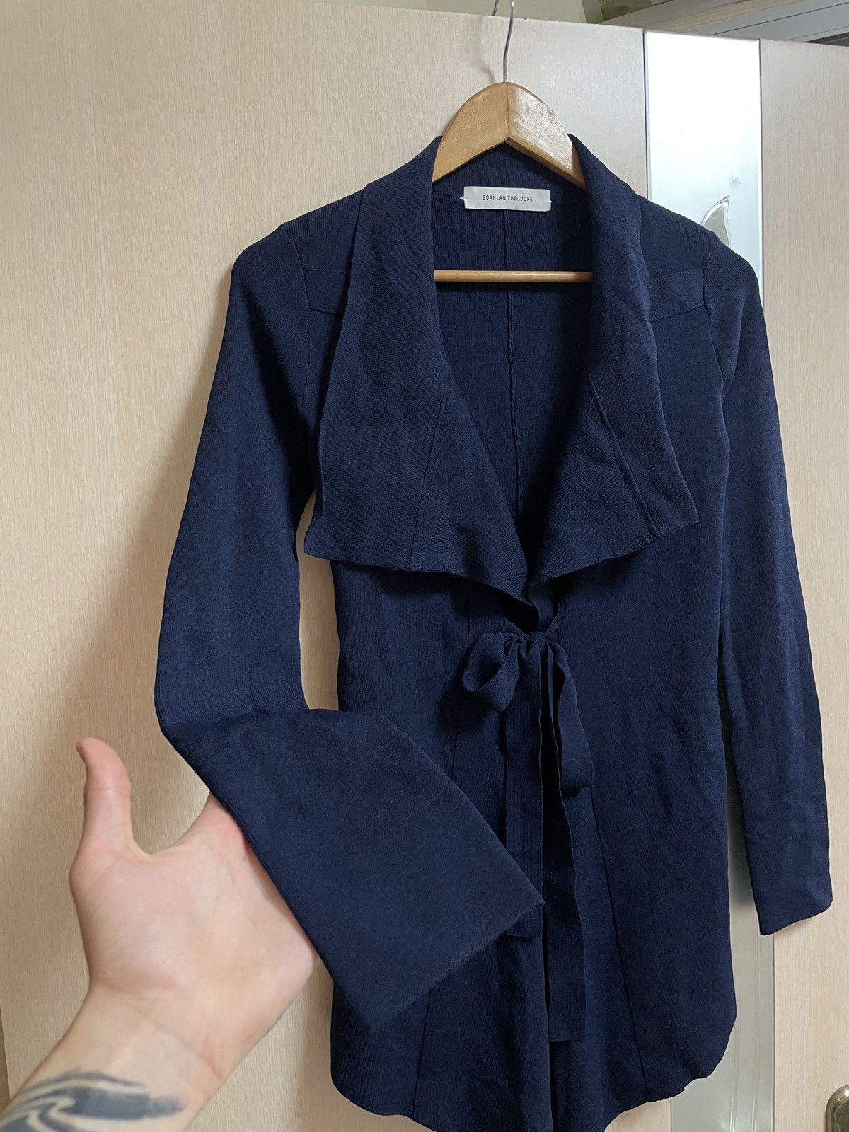 Scanlan Theodore Scanlan Theodore Crepe Knit Waterfall Cardigan Blue Size M Size M / US 6-8 / IT 42-44 - 8 Thumbnail