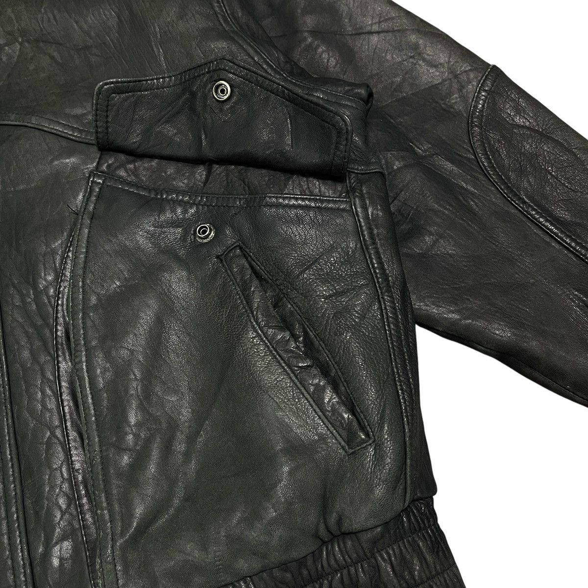 Genuine Leather Vtg Moda Italiana Flight Bomber Leather Jacket Fur Collar Size US L / EU 52-54 / 3 - 11 Thumbnail