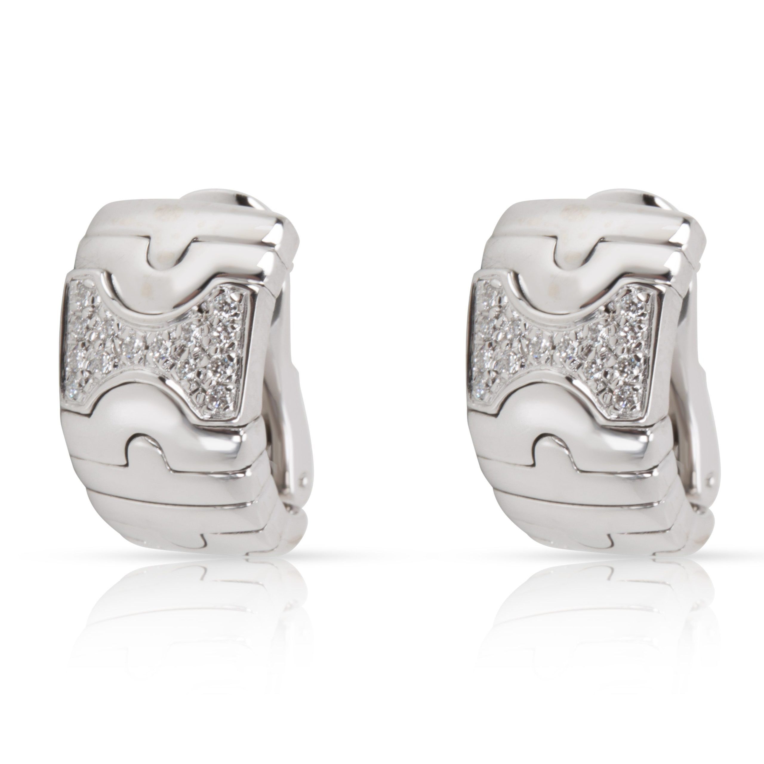 image of Bvlgari Parentesi Diamond Earrings In 18K White Gold 0.5 Ctw, Women's