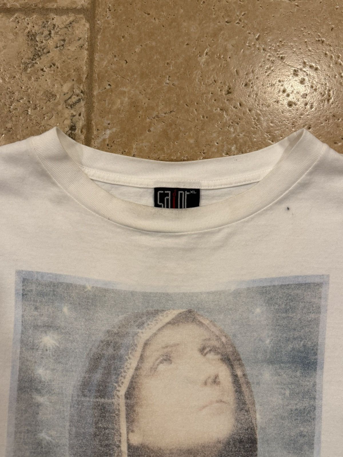 Saint Michael Saint Michael Mxxxx Holy Mother 9999 God Bless White T-Shirt Size US XL / EU 56 / 4 - 11 Thumbnail