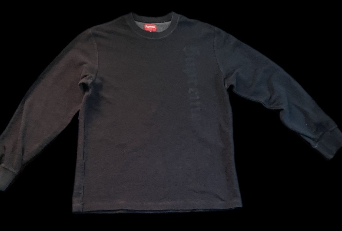Supreme Supreme FW17 Reverse Terry LS Gothic Sideline Crewneck Black Size US M / EU 48-50 / 2 - 7 Thumbnail