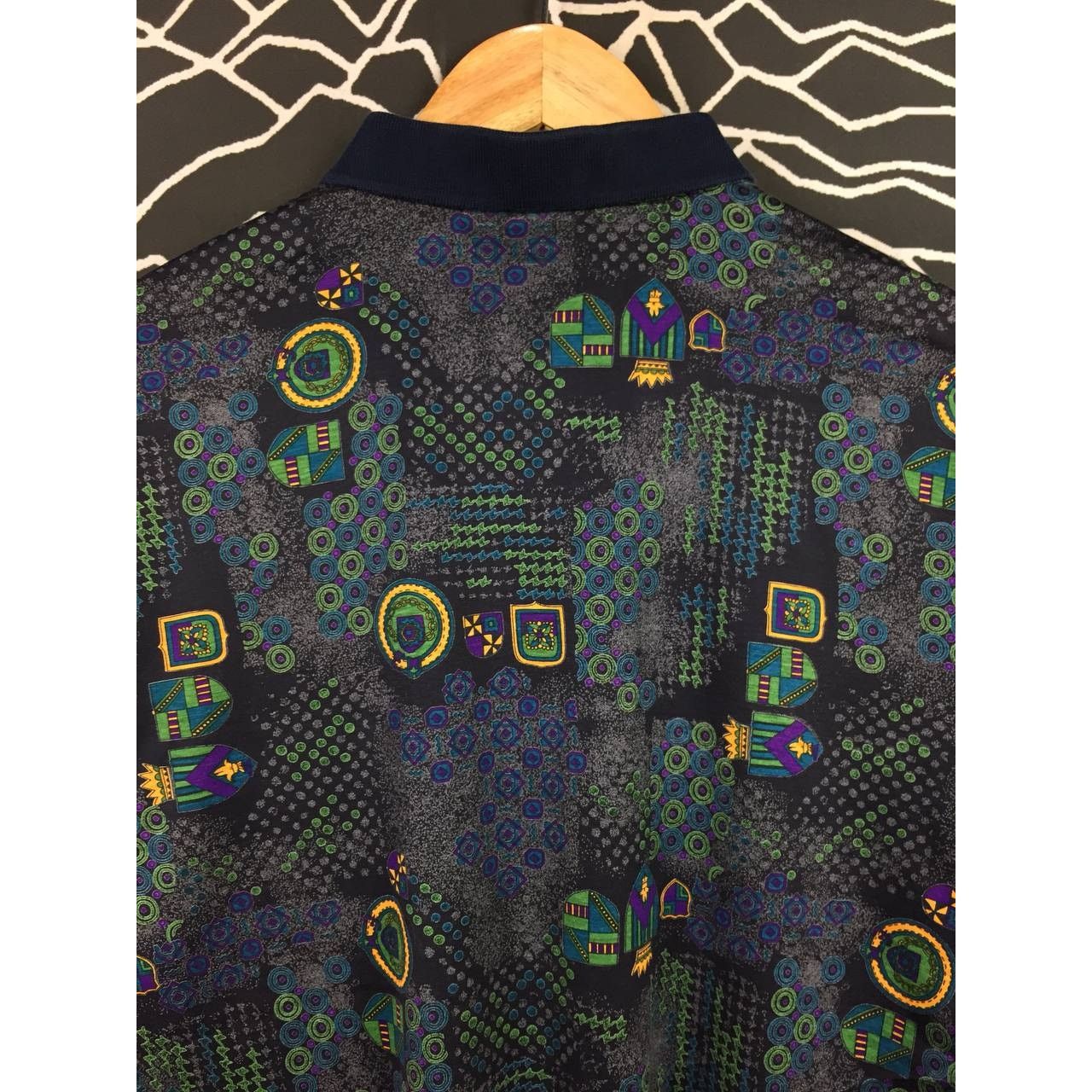 Vintage Vtg Man Course Abstract Pattern Retro Longsleeve Polo Tee Size US M / EU 48-50 / 2 - 6 Thumbnail