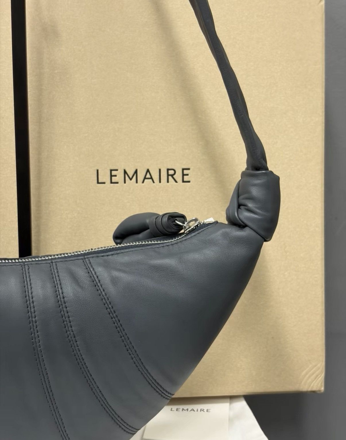 Lemaire Lemaire Brand Asphalt Lambskin Croissant Crossbody Bag K34 Size ONE SIZE - 3 Thumbnail