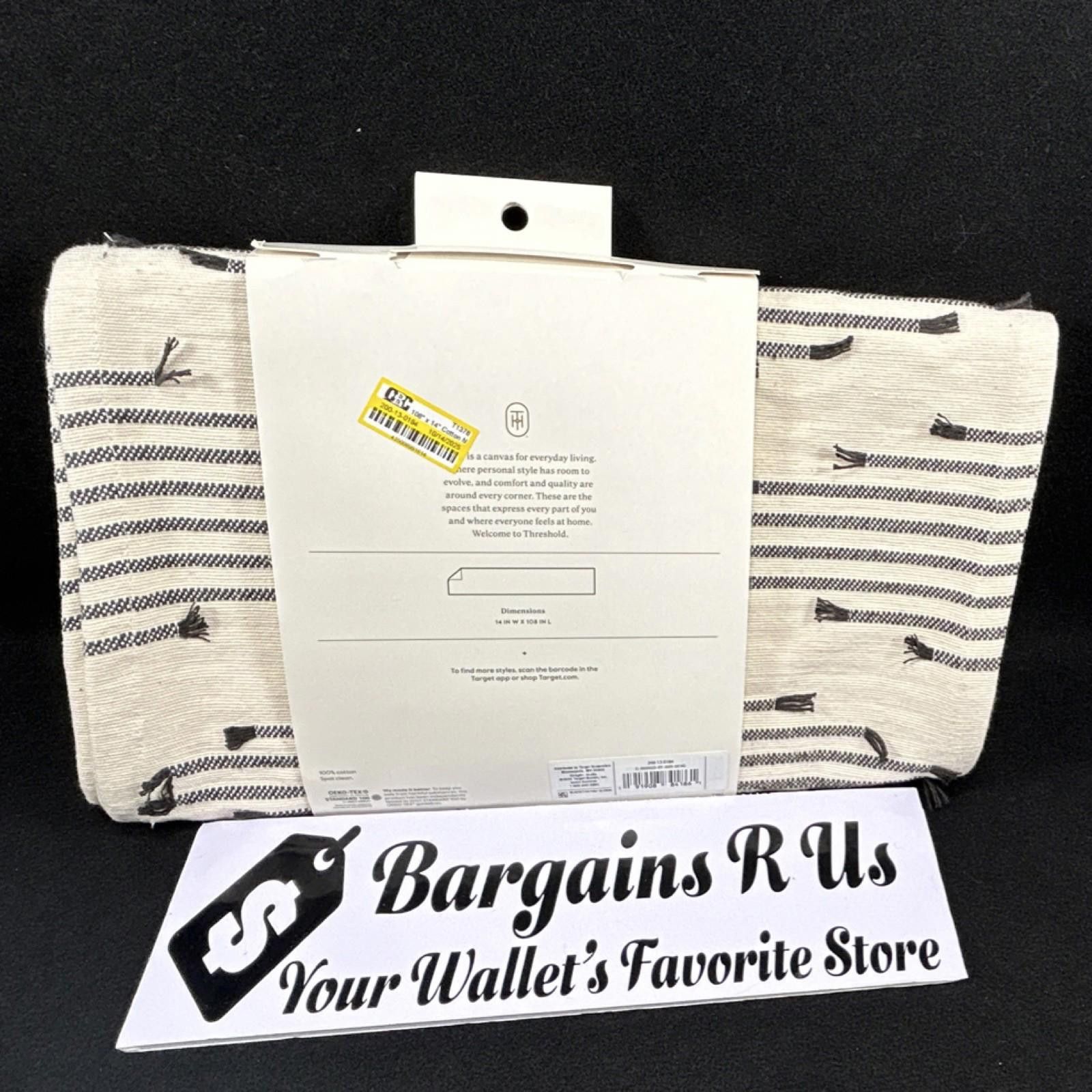 Other Threshold Striped Table Runner 14 x 108 in Beige Black 100% Size ONE SIZE - 2 Thumbnail
