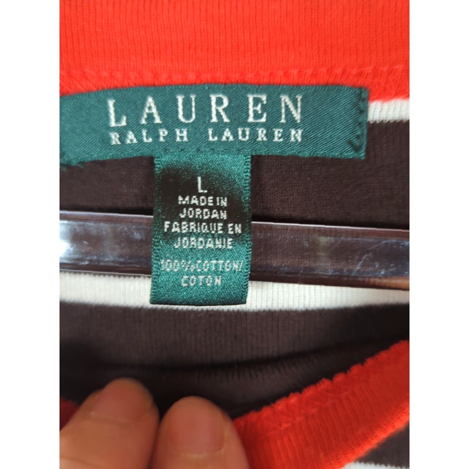 Ralph Lauren Lauren Ralph Lauren Womens Brown Striped Tee Shirt 3/4 Sleeve Boat Neck Sz L Mens Womens Girls Boys? Size L / US 10 / IT 46 - 4 Thumbnail