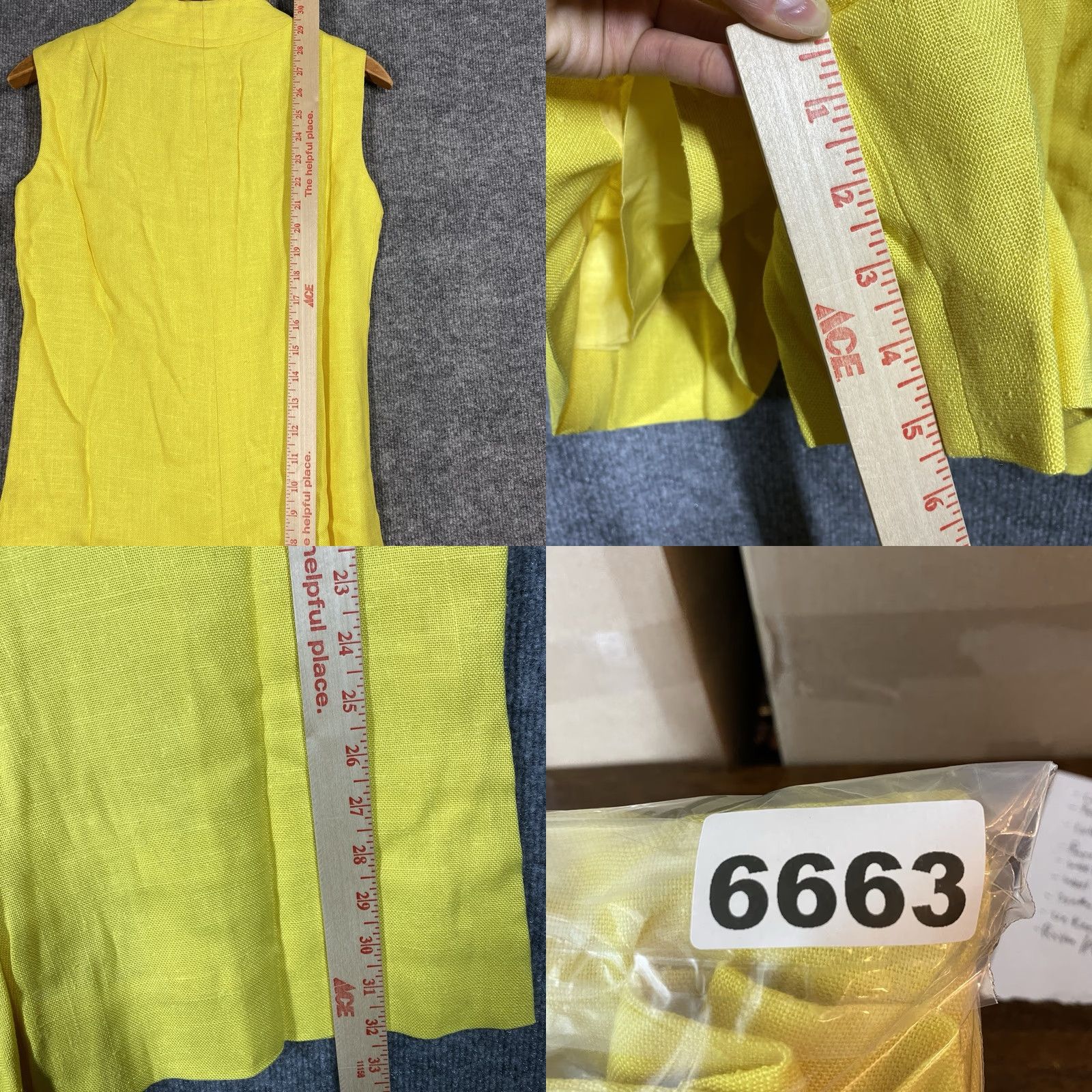 Vintage VINTAGE Peck & Peck Linen Jumpsuit Shirt Dress Mod GoGo 60s Yellow 1960s 13 Adult? Size 34" / US 12 / IT 48 - 10 Thumbnail