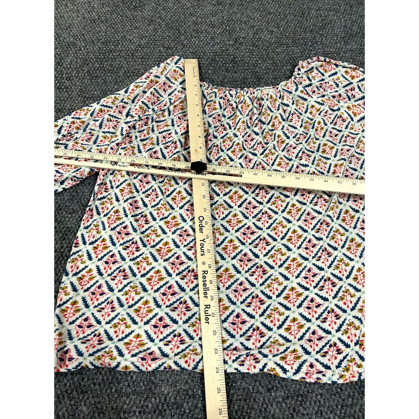 Lucky Brand Lucky Brand blouse Womens 1X Cotton Knit Geometric Pattern Long Sleeve Round Neck Pullover Casual Spring Summer Red Plus Size Peasant Style Womens Size XL / US 12-14 / IT 48-50 - 6 Thumbnail