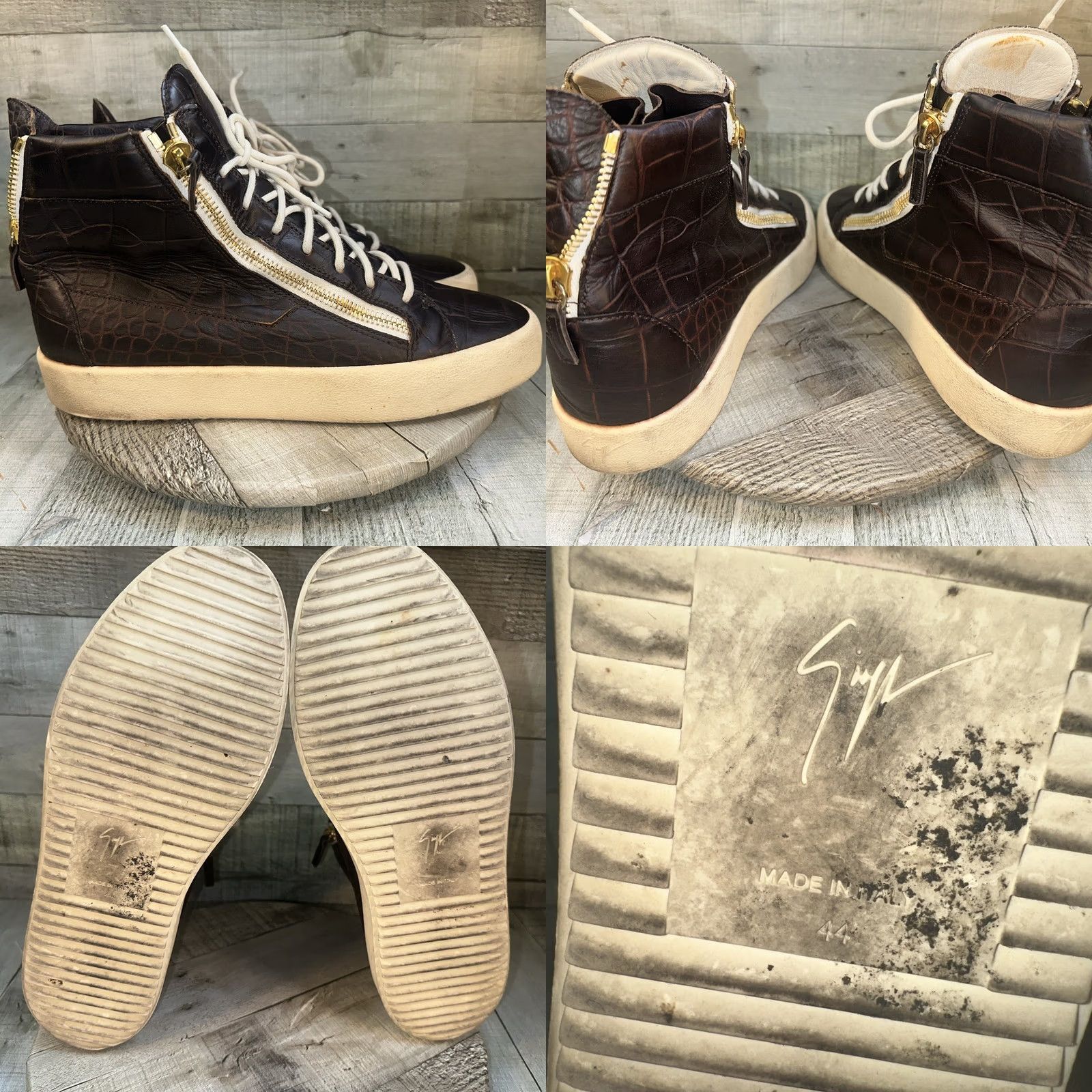 Giuseppe Zanotti VINTAGE Giuseppe Zanotti May Croc Brown Leather High Top Sneakers Mens Size 11 EU 44 Size US L / EU 52-54 / 3 - 8 Thumbnail