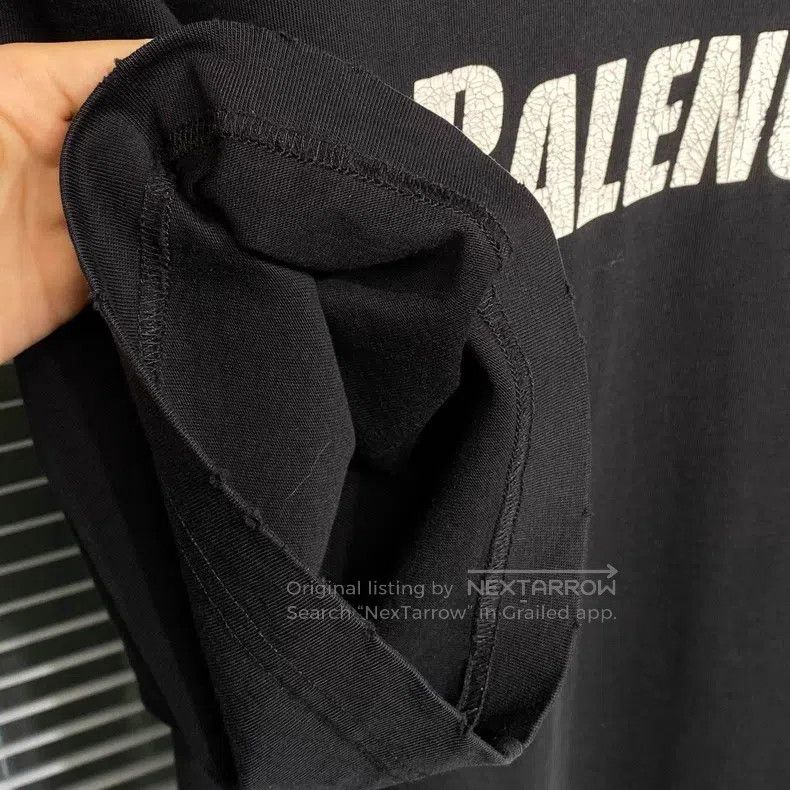 Balenciaga Balenciaga Distressed Black Short Sleeve T-Shirt with Crac Size US XXS / EU 40 - 5 Thumbnail